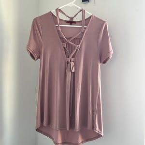 Light Pink Loose Fitting Low Cut Top